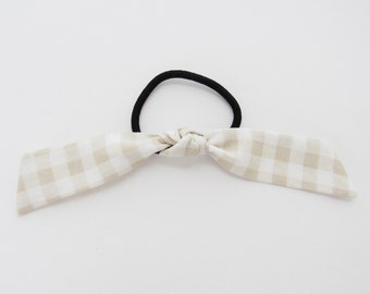 Hair Tie, Beige Plaid Hair Tie, Mommy and Me, Adult Hair Tie, Hair Tie