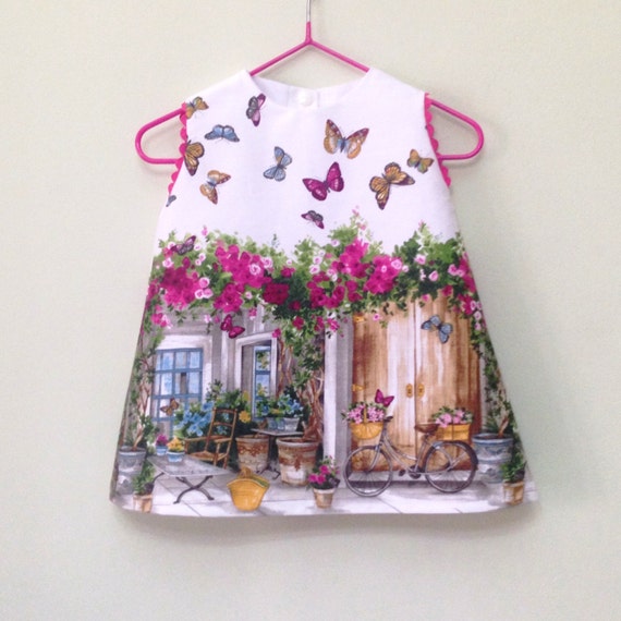 Bicycles Baby girl dress butterflies pink baby girl Etsy