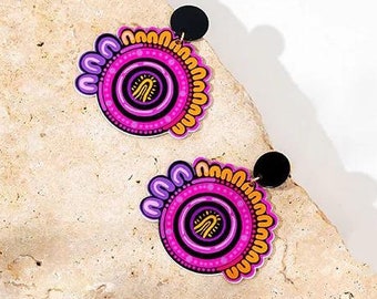 Oorbellen - Modejuwelen - Aboriginal, Australië - Moeder, Rond