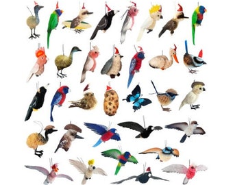 Australian Bird - Christmas Hanging Ornament, Figurine - Rosella,Lorikeet,Galah,Magpie,Emu, Cockatoo,Blue Wren,Kookaburra, Penguin,Pelican