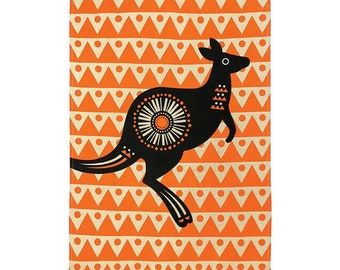 Australiana Tea Towel, Kitchen Towel - 100% Cotton - Retro Kangaroo - Australia, Souvenir, Gift, Australian Animal