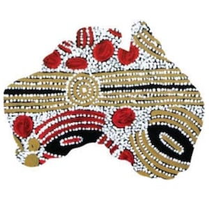 Aboriginal Fridge Magnet - Map of Australia - Made in Australia - Flexible - Glenys Gibson - Aboriginal Art - Indigenous, Souvenir