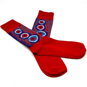 Aboriginal Socks - One Size Fits Most - Cotton, Crew, Unisex, Adult, Men, Ladies - Murdie Morris - Australia, Indigenous, Souvenir, Gift