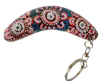 Keyring, Keychain - Boomerang - Wooden, Timber - Aboriginal, Australia - Women's Business