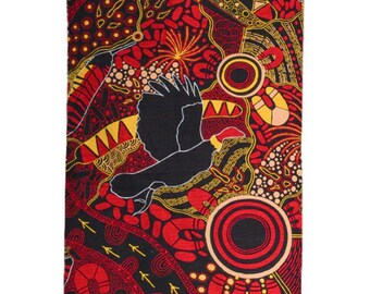 Tea Towel, Kitchen Towel - Aboriginal - Made in Australia - 100% Cotton - Justin Butler, Red