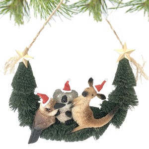 Christmas Door Hanger, Wall Hanger - Australian Animals, Kangaroo, Koala, Kookaburra, Souvenir, Gift