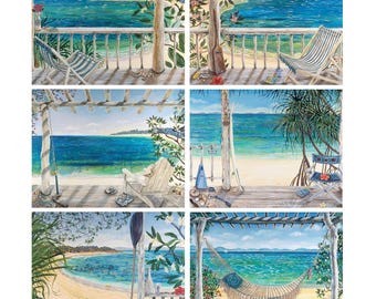 6 sets de table + 6 sous-verres (coffret cadeau) - Dos en liège - Cannelle, Australie - Balcons de plage