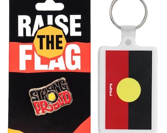 Lapel Pin + Keyring - Aboriginal Flag - Strong & Proud - Australia
