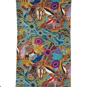 Kökshandduk, kökshandduk - Aboriginal - Tillverkad i Australien - 100% bomull - Justin Butler, Grön