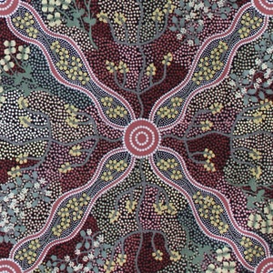 Aboriginal Fabric, Material - Cotton - Australian - Bush Tomato Black - Indigenous - Choose your size