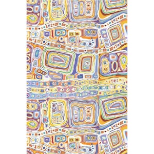 Aboriginal Tea Towel, Kitchen Towel - Felicity Robertson, Yellow - 100% Microfibre - Australia, Indigenous, Dot Art, Souvenir, Gift