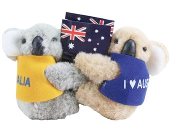 24 x Clip-On Koala Toys with Australian Flag - Four Colours