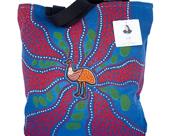 Torba typu tote – z recyklingowanej bawełny – Aborygeni, Australia – czas polowania na jaja emu