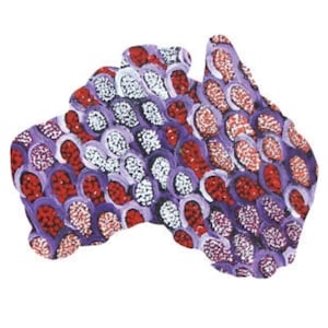 Aboriginal Fridge Magnet - Map of Australia - Made in Australia - Flexible - Cindy Wallace, Purple - Aboriginal Art - Indigenous, Souvenir