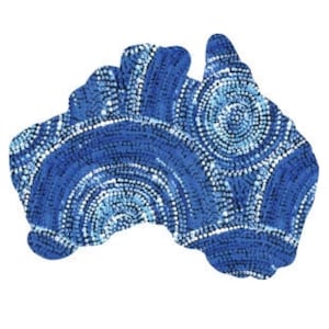 Aboriginal Fridge Magnet - Map of Australia - Made in Australia - Flexible - Sabrina Robertson, Blue - Aboriginal Art - Indigenous, Souvenir