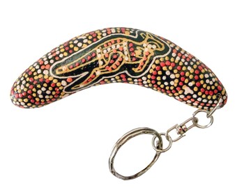 Keyring, Keychain - Boomerang - Wooden, Timber - Aboriginal, Australia - Desert Kangaroo