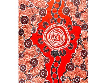 Tea Towel, Kitchen Towel - Aboriginal, Australia - 100% Microfibre - The Gathering