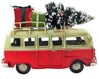 Classic Metal Car - VW Kombi Van - Volkswagen - Christmas - Red