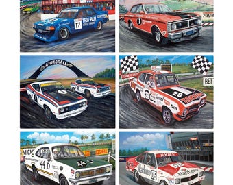 6 Placemats + 6 Coasters (Gift Boxed) - Cork Backed - Cinnamon, Australia - Classic Bathurst (Australian Car Race)