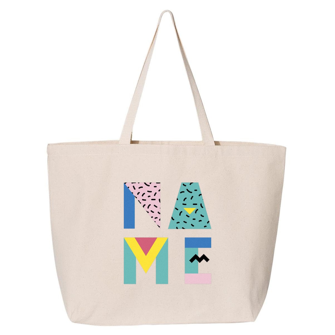 Personalized Name Bag Large Cotton Canvas Tote Bag Market Bag Etsy