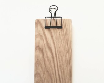 Modern Wood Check Presenter Clipboard, Wooden Menu Boards, Natural Oak Clipboard with Black Wire Clip for Restaurants, Retail, Home Office