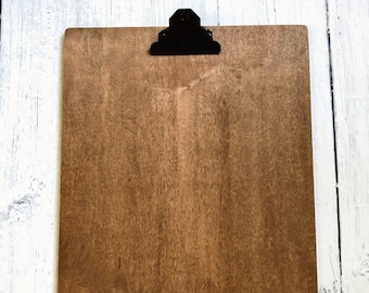 Poster Size, hanging clipboard, Chestnut Brown maple with traditional style clip, 11x14, 11x17, 12x16