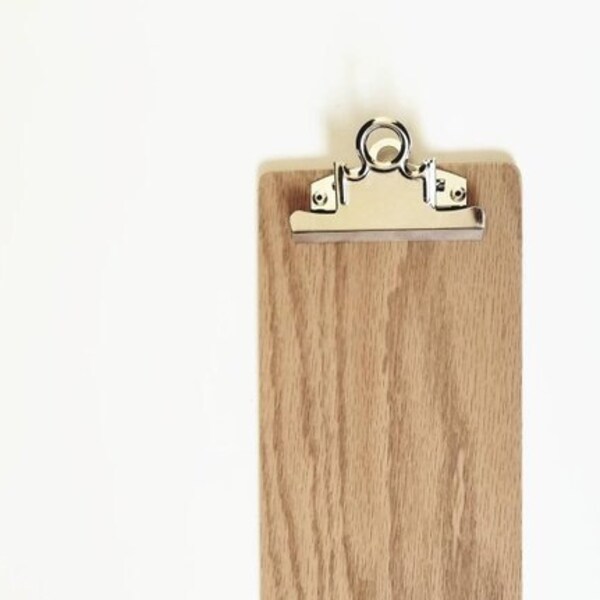 Wooden Clipboard, Wood Menu Holder, Restaurant Check Presenter, Bar Menus, Natural Oak Clipboard with Silver Clip, Sign Holder, Art Display