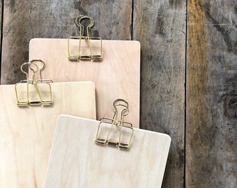 Wood clipboards, Natural Wood with Gold Brass Clip for check presenters, restaurant menus, wine list, tap menu holders, retail signs