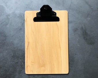 MAPLE + BLACK traditional style wood clipboard, any size, any quantity