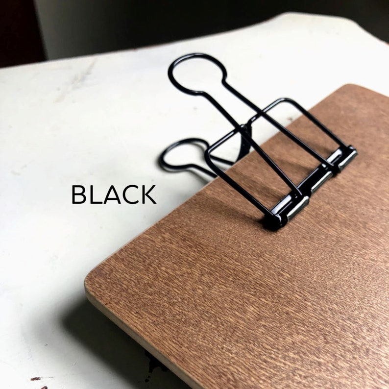 Standing clipboard, display board, Brown Maple wood with wire binder clip. Any size, and clip finish Black