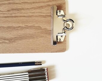 Wooden clipboard, SILVER + OAK, any size, handmade in the USA