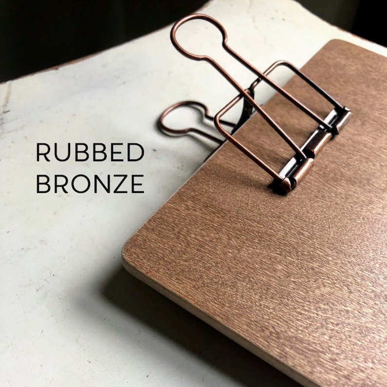 Standing clipboard, display board, Brown Maple wood with wire binder clip. Any size, and clip finish Rubbed Bronze