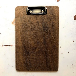 walnut finish wood menu board, clipboard with antique brass modern clip