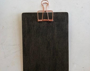 Real Wood Clipboards, BLACK + COPPER, restaurant menus, wedding and retail signs, check presenters, tap menu, wine list holders