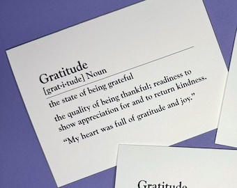Gratitude definition Card - Giving Thanks - Thank you Card - Christmas Cards - Thanksgiving Cards - Card for a friend - Pick your Set