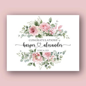 Custom Wedding Day Congratulations Card- Personalized Wedding Card- 9 Watercolor Floral Designs- Anniversary Card- Wedding Day Keepsake Card
