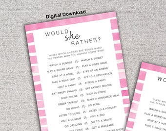 Birthday Would She Rather Game - Digital Download - Printable - Etsy