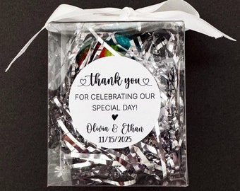 Custom Thank you for celebrating our special day - Wedding Thank You Stickers - Party Favor Stickers - Heart Thank You- Matte Stickers - DIY
