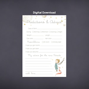 Predicciones y consejos para bebés- El Principito / Le Petit Prince- Tarjetas de juego Baby Shower- Baby Shower DIY - Descargar archivos- Archivos digitales