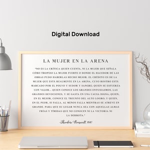 La Mujer En La Arena - The Woman in the Arena in Spanish - Theodore Roosevelt Quote - Digital File - Printable