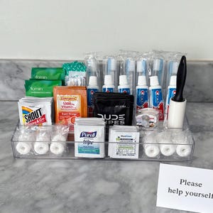 Wedding Bathroom Amenity Trays - New multi-level trays - Super Deluxe His and Hers Wedding Bathroom Large Trays- Wedding Day Emergency Kit