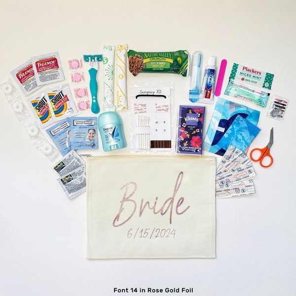 Natural Bridal Emergency Kit- Large Bag - Bride Survival Kit - Wedding Emergency Kit - Bridal Shower Gift - Gift for Bride - Bridesmaid Gift