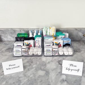 Wedding Bathroom Trays - Deluxe His and Hers Wedding Bathroom Trays - Wedding Day Emergency Kit - 4 Compartment Bathroom Amenities Tray