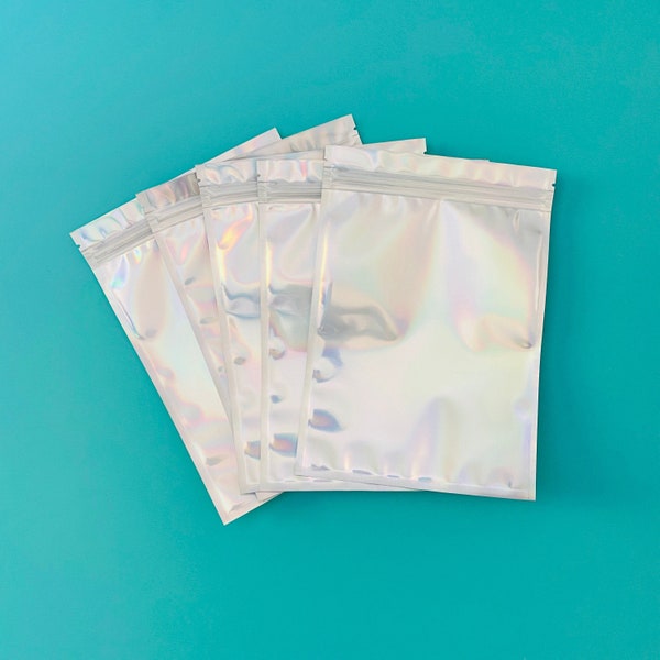 6x8.5 Holographic Bags - Resealable - DIY - Holographic - Ziplock Bags - Smell Proof - Packaging - Party Favor - Food Storage- Pick your Set