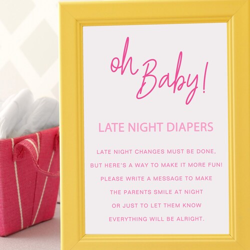 Late Night Diaper Sign Diaper Game Sign Baby Shower Sign Etsy