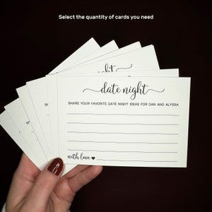 Date Night Cards- Rehearsal Dinner Game- Engagement Shower Game- Wedding Game - Date Night Ideas - Activities - Printed Cards- Pick your set