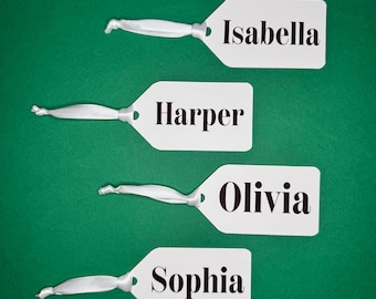 Custom Gift Tags with white ribbon - Personalized Gift Tag - Custom Gift Tags - Bridal Party Gift Tags - Name Gift Tags - Party Favor Tags