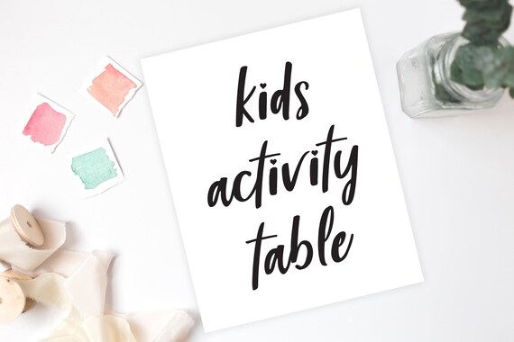 Kids Activity Table Sign Wedding Decor Kids Table Etsy