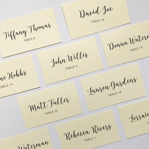 Custom Flat Escort Cards Ivory - Pick Your Font - Place Cards - Name ...