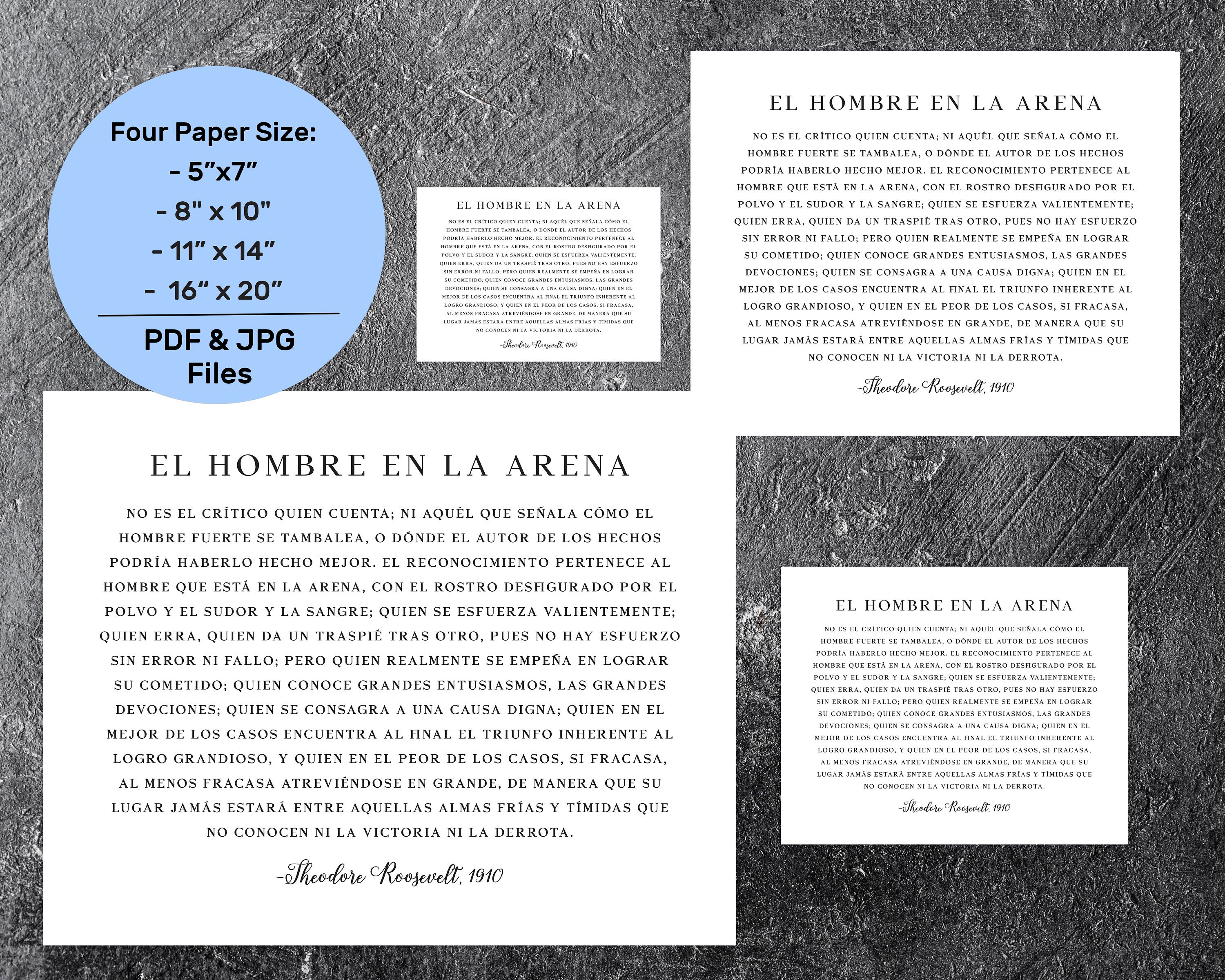 El Hombre En La Arena - El Hombre en la Arena en Español - Cita de Theodore  Roosevelt - Atrevido Grandemente Inspirador - Archivo Digital - Imprimible  - Etsy México, image size:3000x2400